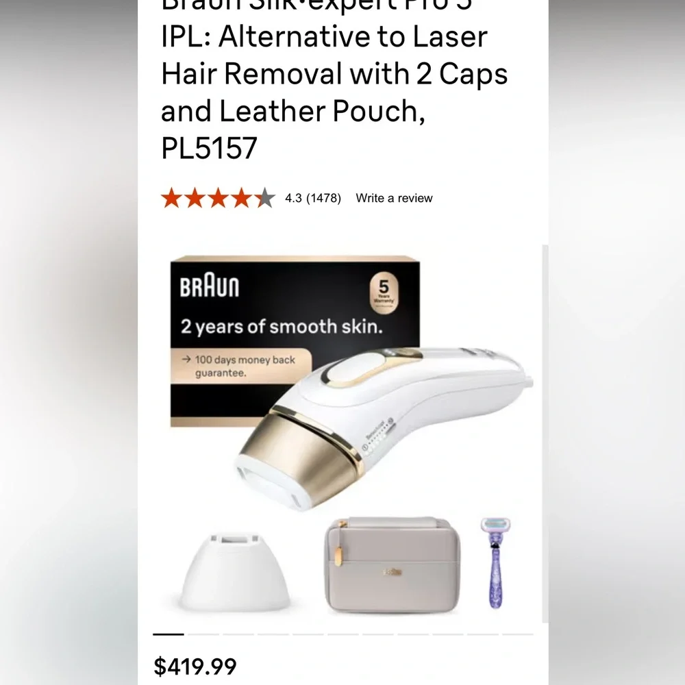 Braun Silk-expert Pro 5 IPL Hair Removal Device in White & Gold